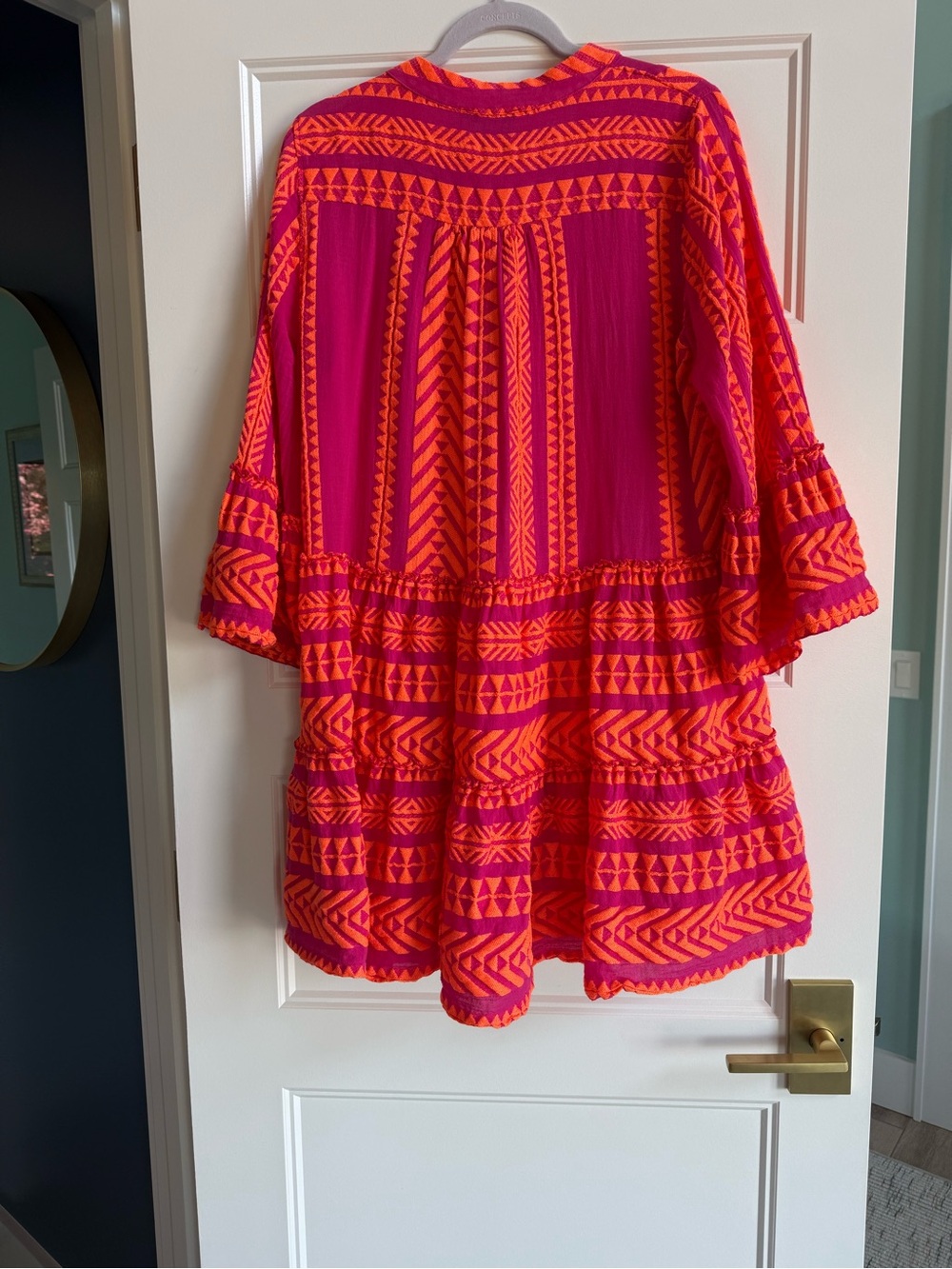 Devotion TWINS Pink and Orange Embroidered Mini Dress - Picture 2 of 3